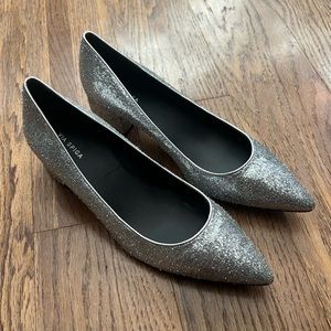 Via Spiga Guervie Silver Pointed Toe Heels, 6.5
